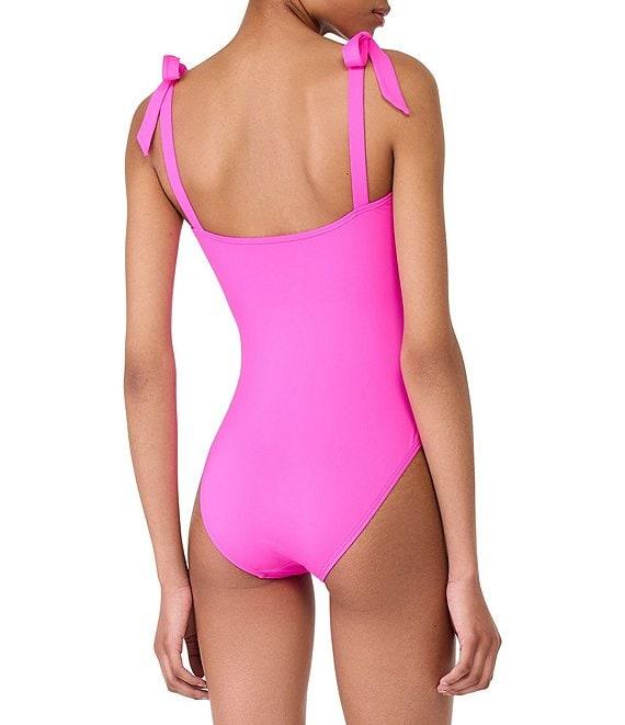 kate spade new york Side Shirred Over the Shoulder Bow Tie One Piece Swimsuit Product Image