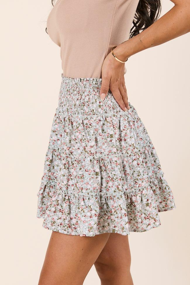 Through the Garden Sage White Floral Skort Product Image