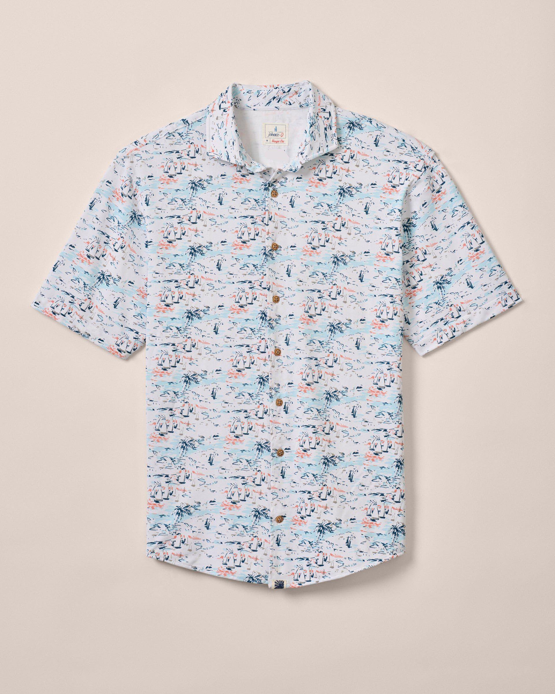 Short Sleeve Hangin' Out Button Down Shirt - Making Waves Male Product Image