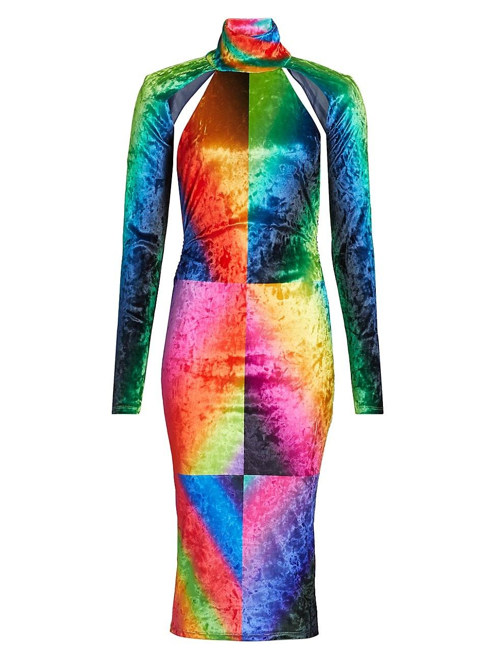 Womens Spectral Gradient Velvet Cutout Midi-Dress Product Image