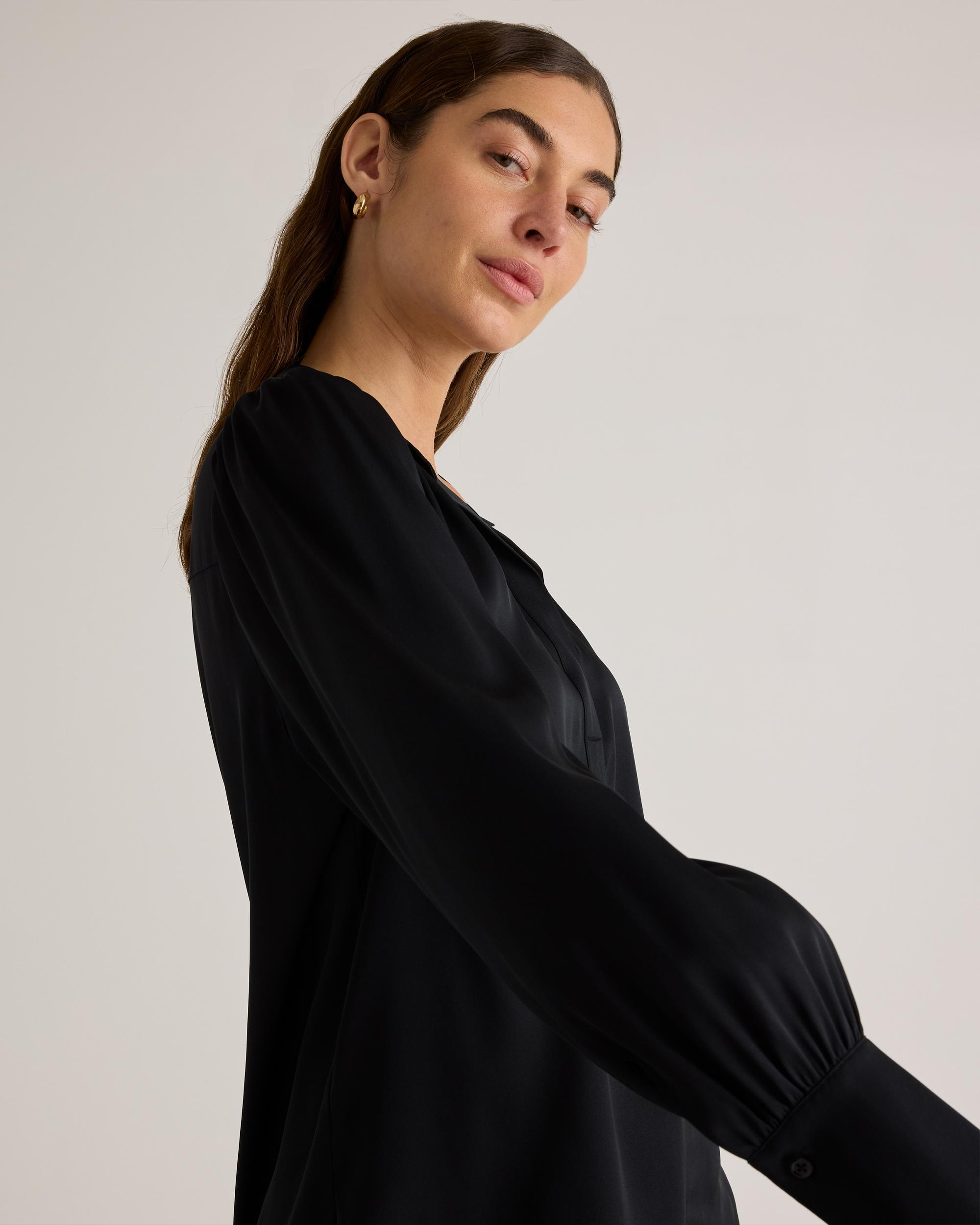 Quince | Women's Washable Stretch Silk Split Neck Blouse Mulberry Silk Product Image