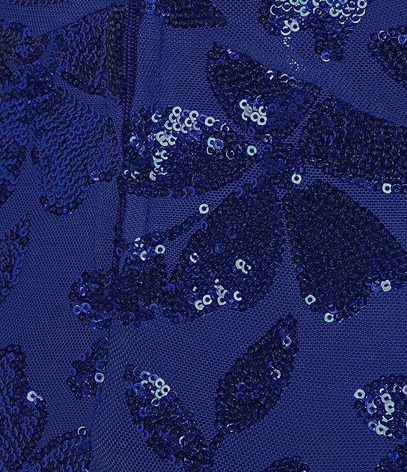 Honey and Rosie Sequin Pattern Front Slit Long Dress Product Image