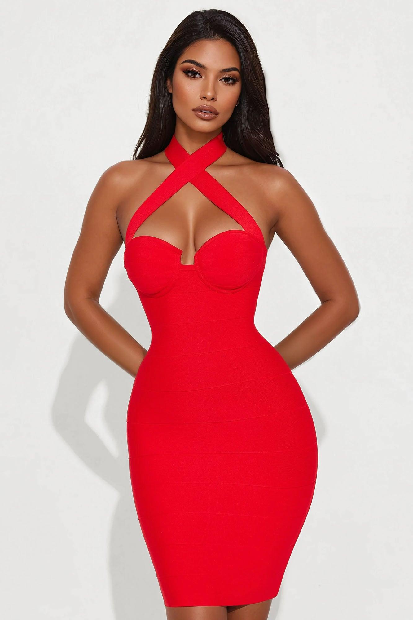 Sylvie Bandage Midi Dress - Red Product Image