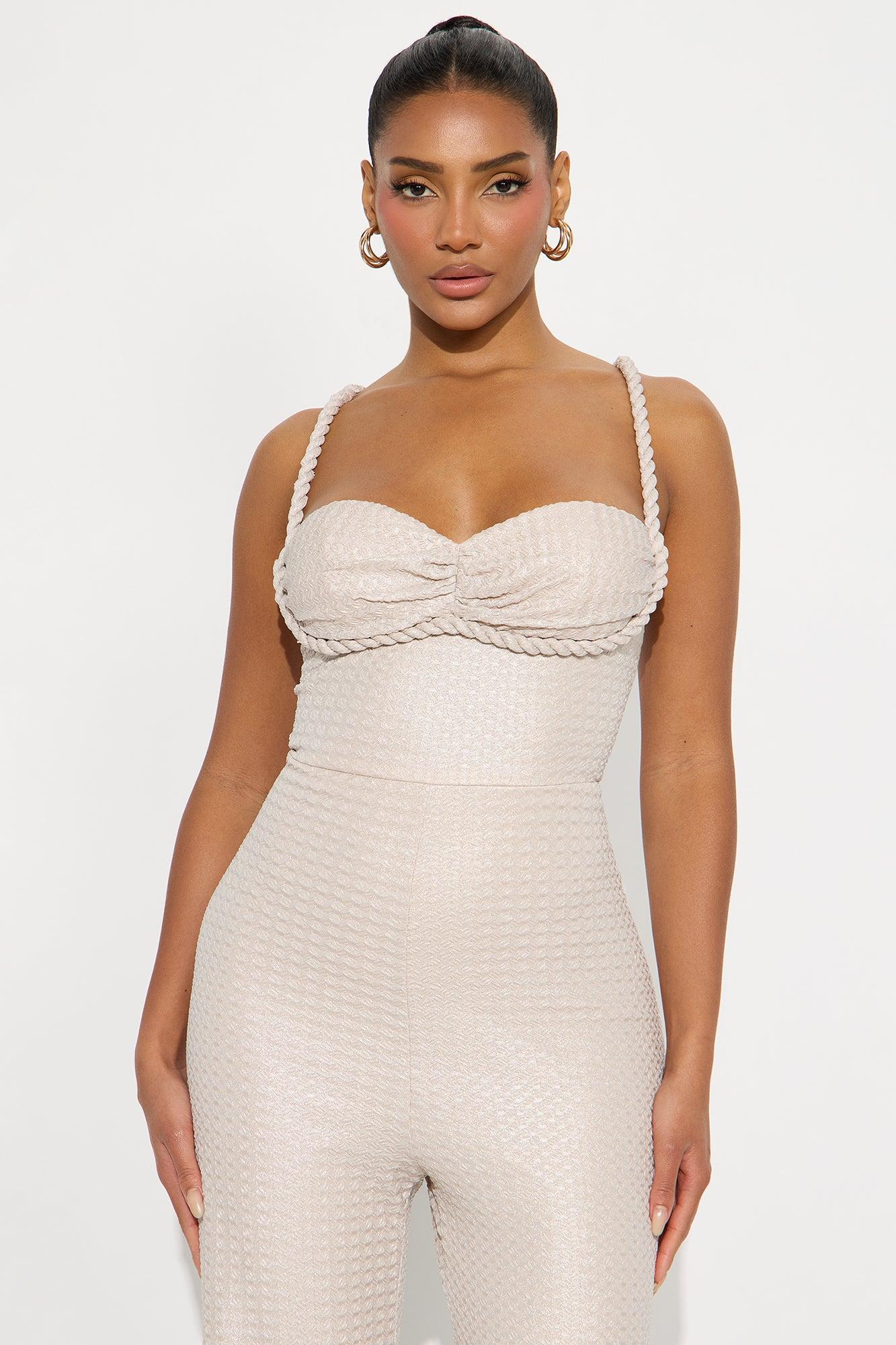 Esmeralda Metallic Wide Leg Jumpsuit - Champagne Female Product Image