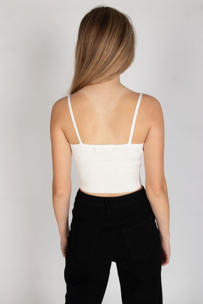 White Knit Hanky Hem Cami Product Image