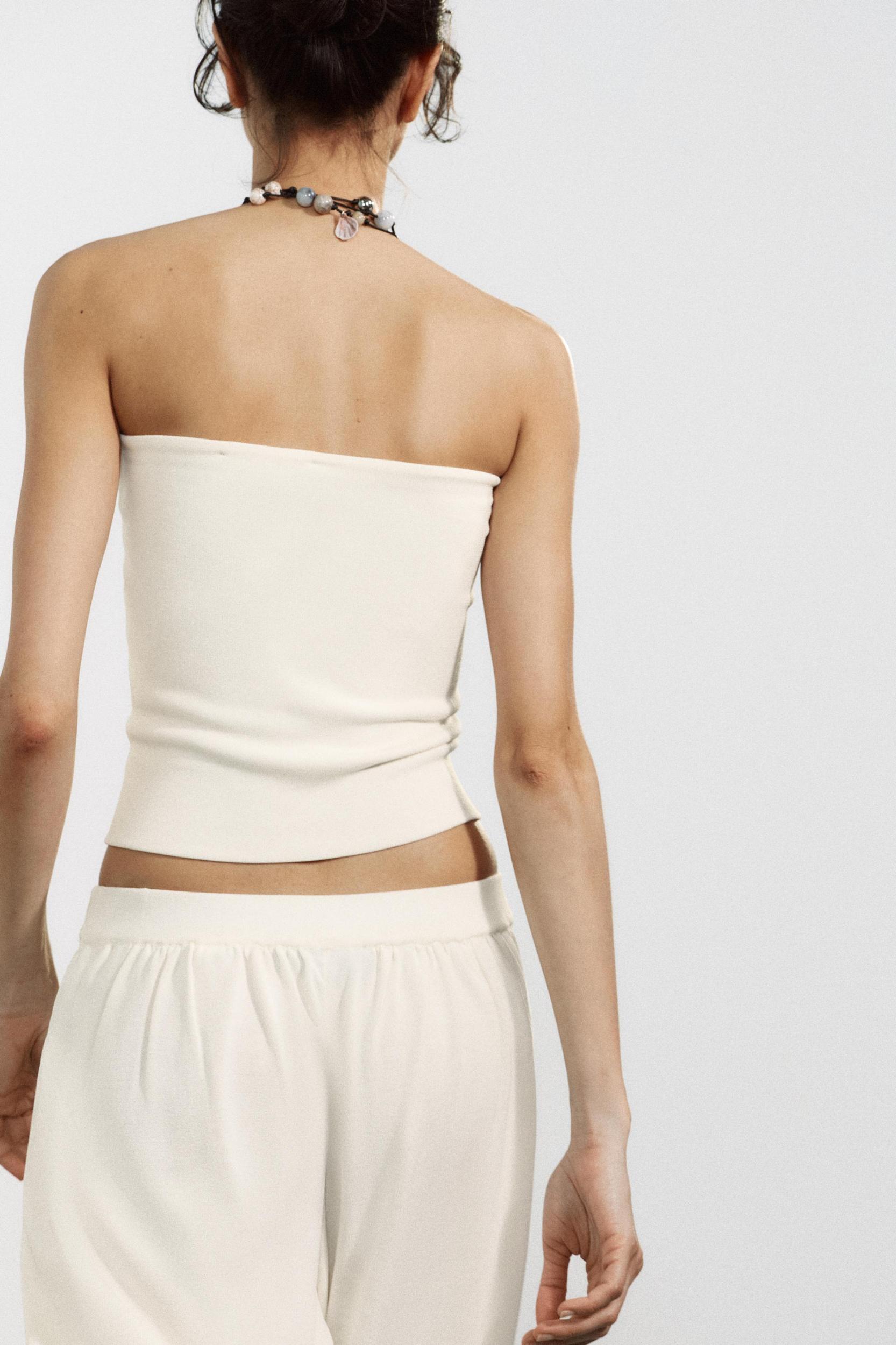 KNIT BANDEAU CROP TOP Product Image