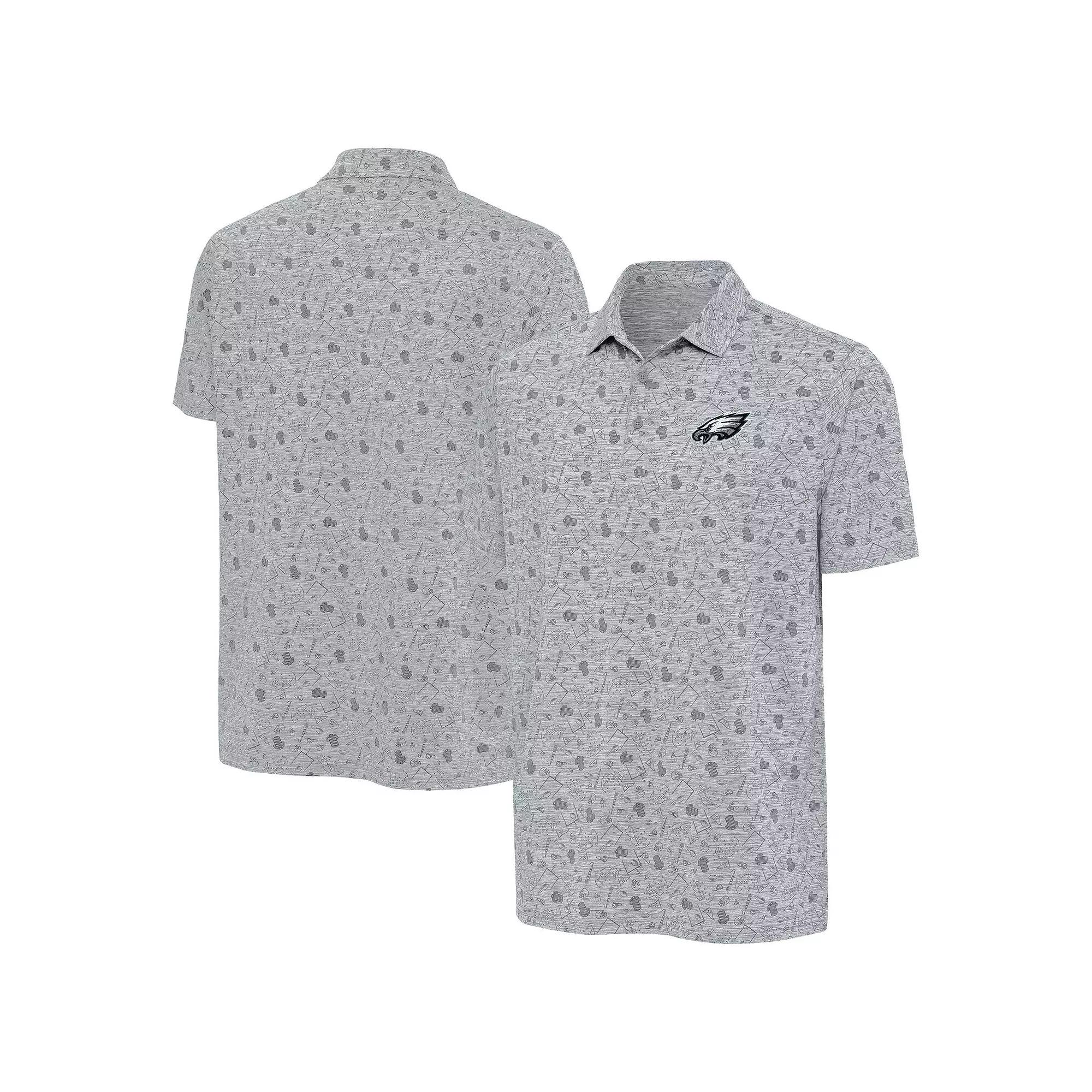 Men's Antigua Heather Gray Philadelphia Eagles Relentless Polo,  Product Image