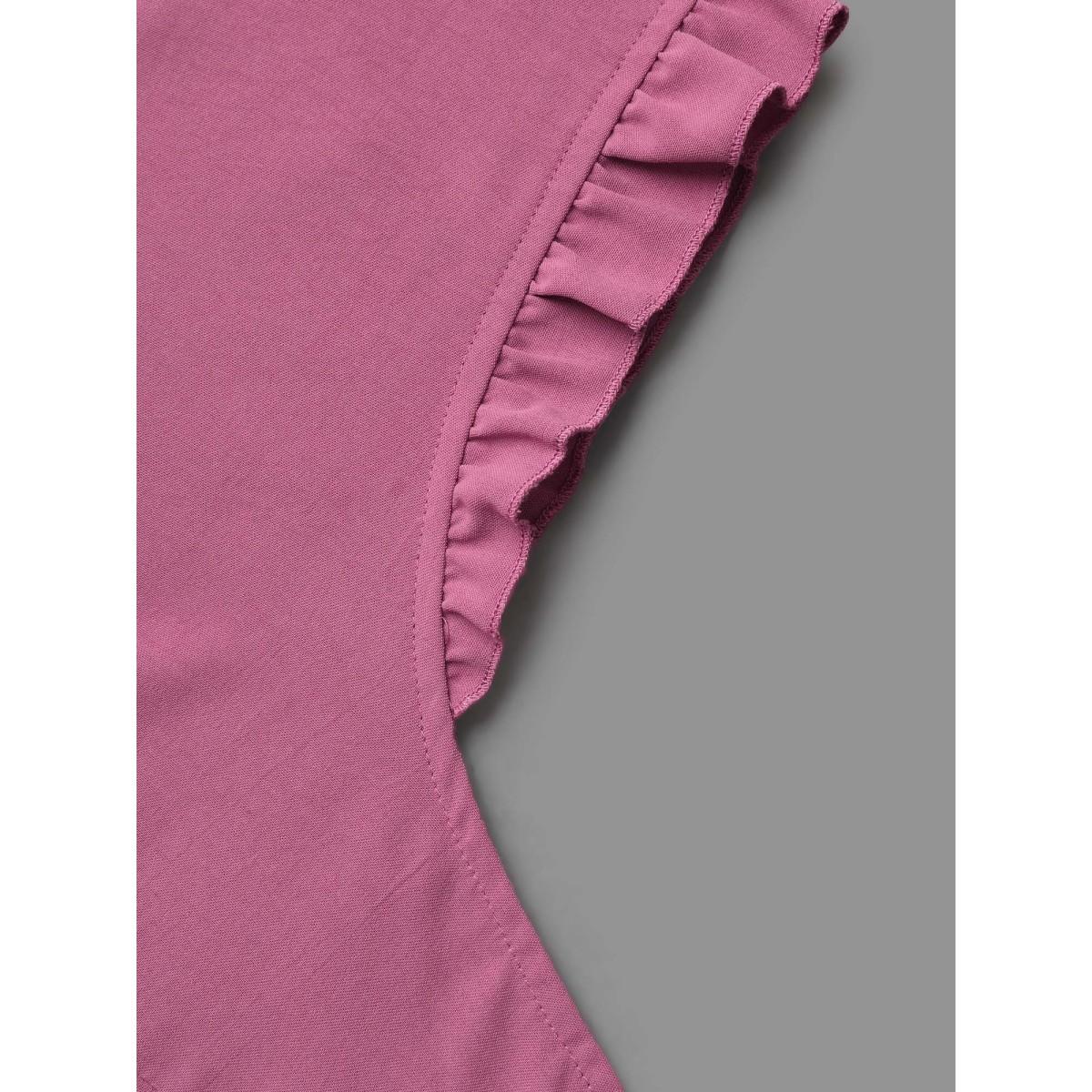 Plus Size Ruffled Spliced Tucked Seam Vest Women DustyPink At the Office Tucked seam Round Neck Work Tank Tops Camis BloomChic 26/4X Product Image