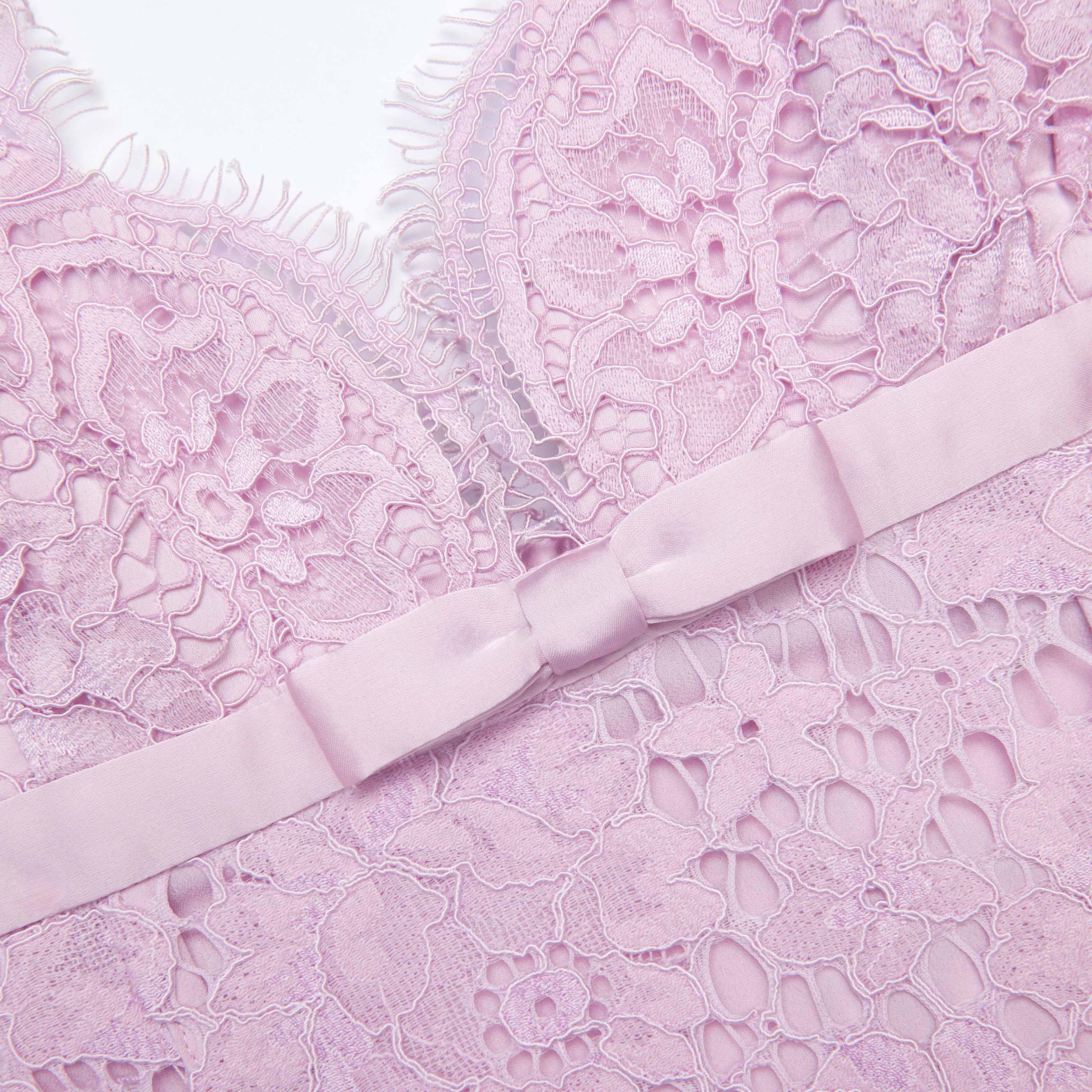 Pink Floral Lace Mini Dress Product Image