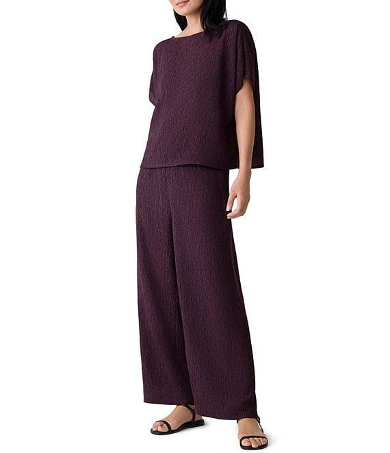 Eileen Fisher Textured Boat Neck Short Dolman Sleeve Top Product Image