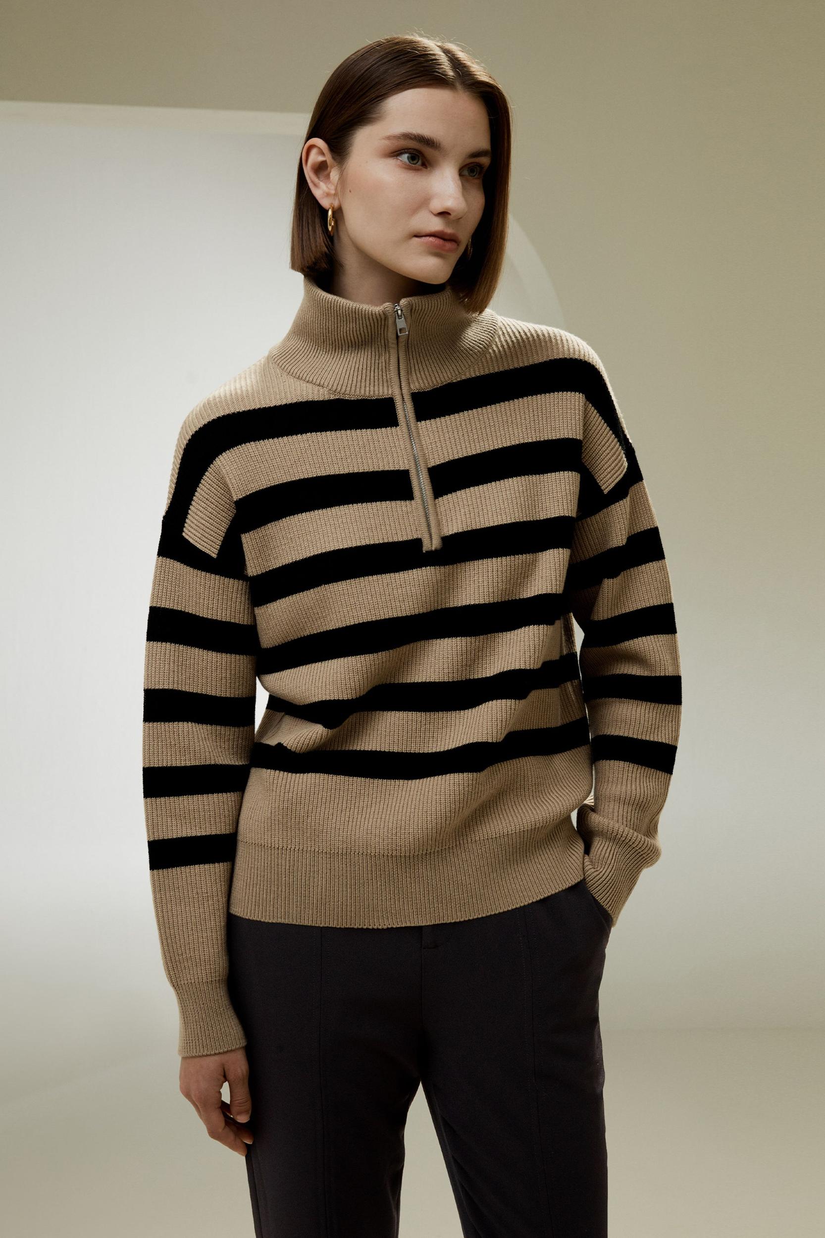 Collared Quarter-Zip Wool Sweater Product Image