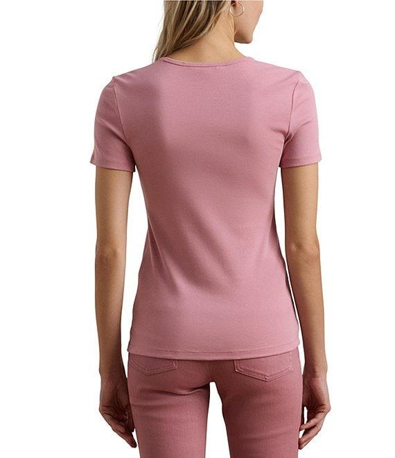 Lauren Ralph Lauren Stretch Knit Crew Neck Short Sleeve Tee Product Image