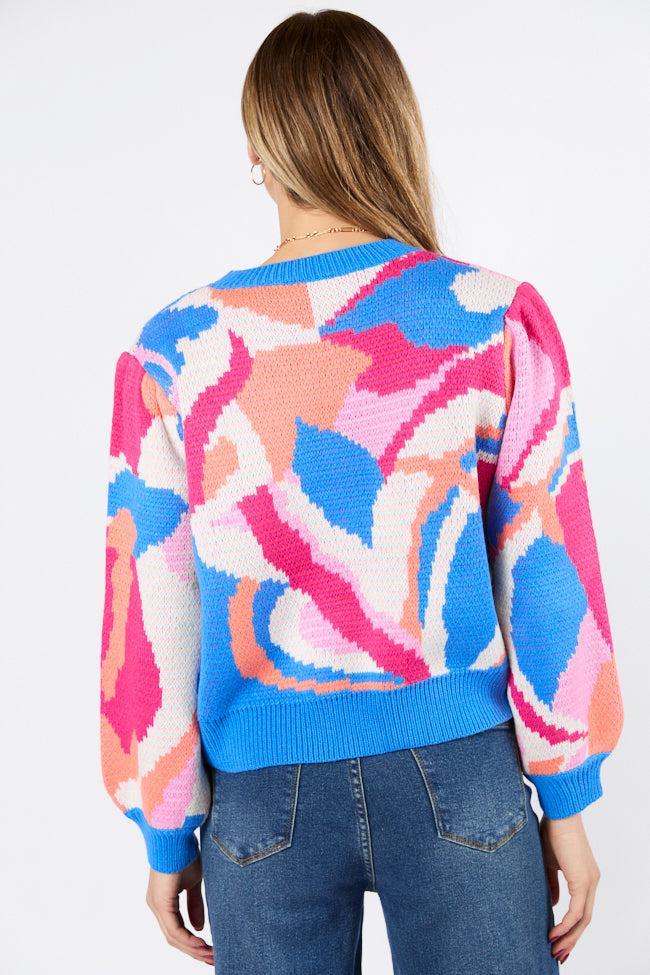 On My Side Blue Multi Color Sweater FINAL SALE Product Image