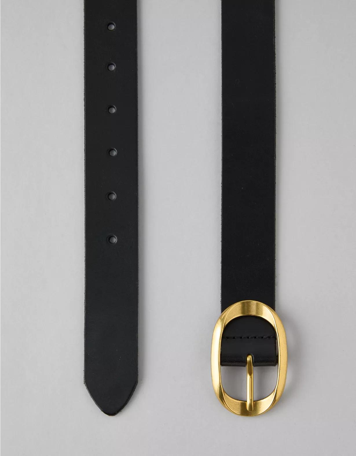 AE Oval-Twist-Buckle Leather Belt Product Image
