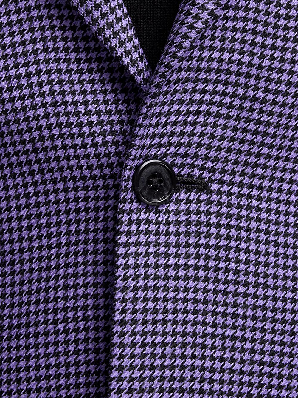 Wool Houndstooth Single Breasted Peak Lapel Sport Coat - Purple Product Image