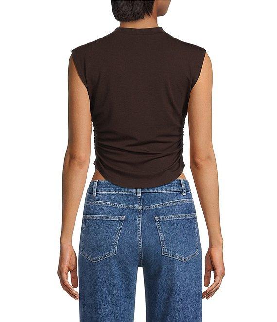 Gianni Bini Knit Mock Neck Cap Sleeve Crop Top Product Image