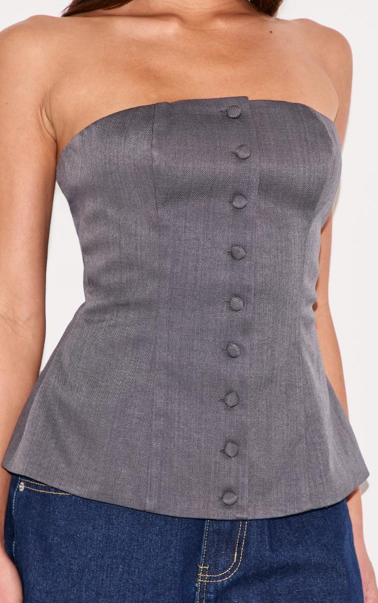 Charcoal Woven Structured Bandeau Vest Product Image