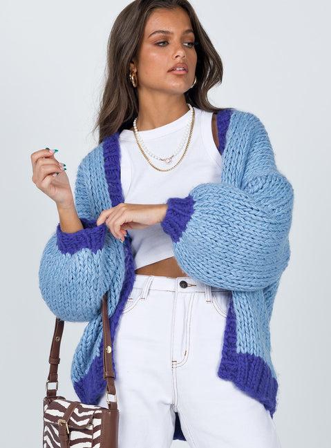 Lester Knit Cardigan Blue Product Image