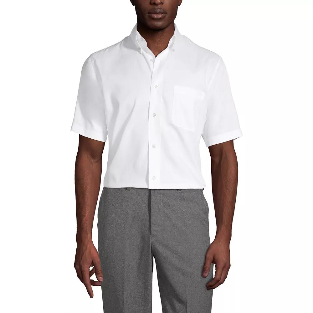 Men's Lands' End School Uniform Short Sleeve No-Iron Pinpoint Dress Shirt,  Product Image