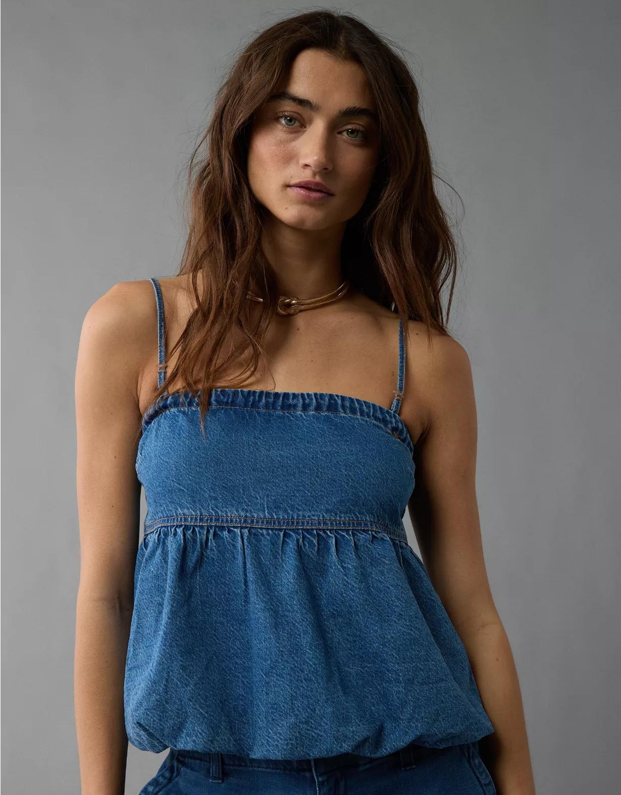 AE Denim Bubble Tube Top Product Image