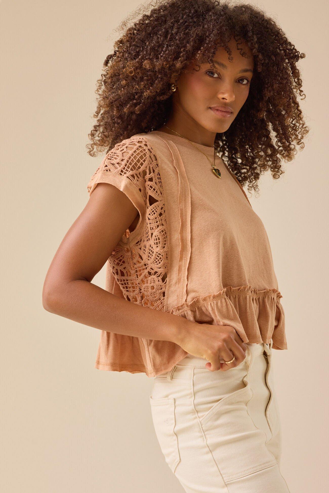 Micah Lace Peplum Top Product Image