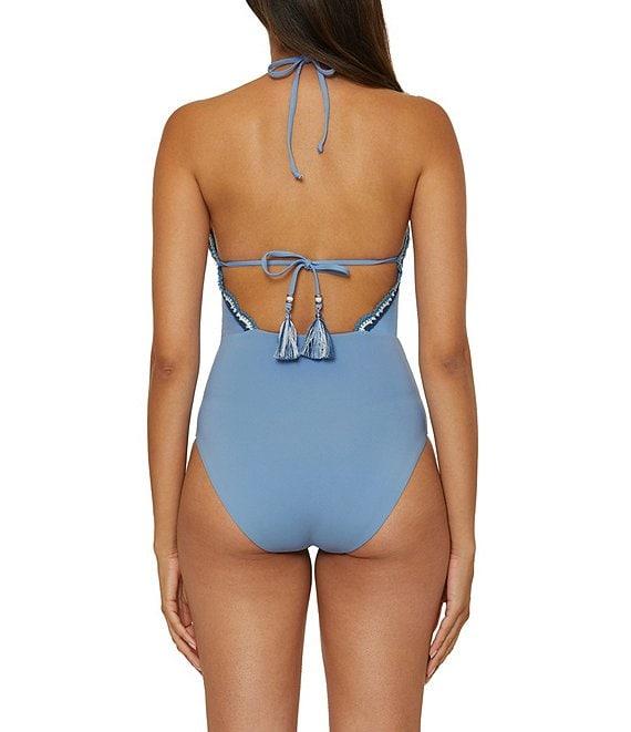 Lucky Brand Malaga Multi Color Crochet High Neck One Piece Swimsuit Product Image