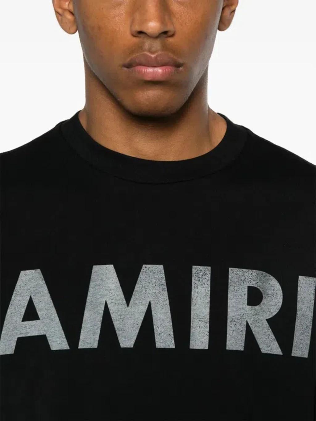 AMIRI Black Cotton T-shirt With Bold Logo Statement Product Image