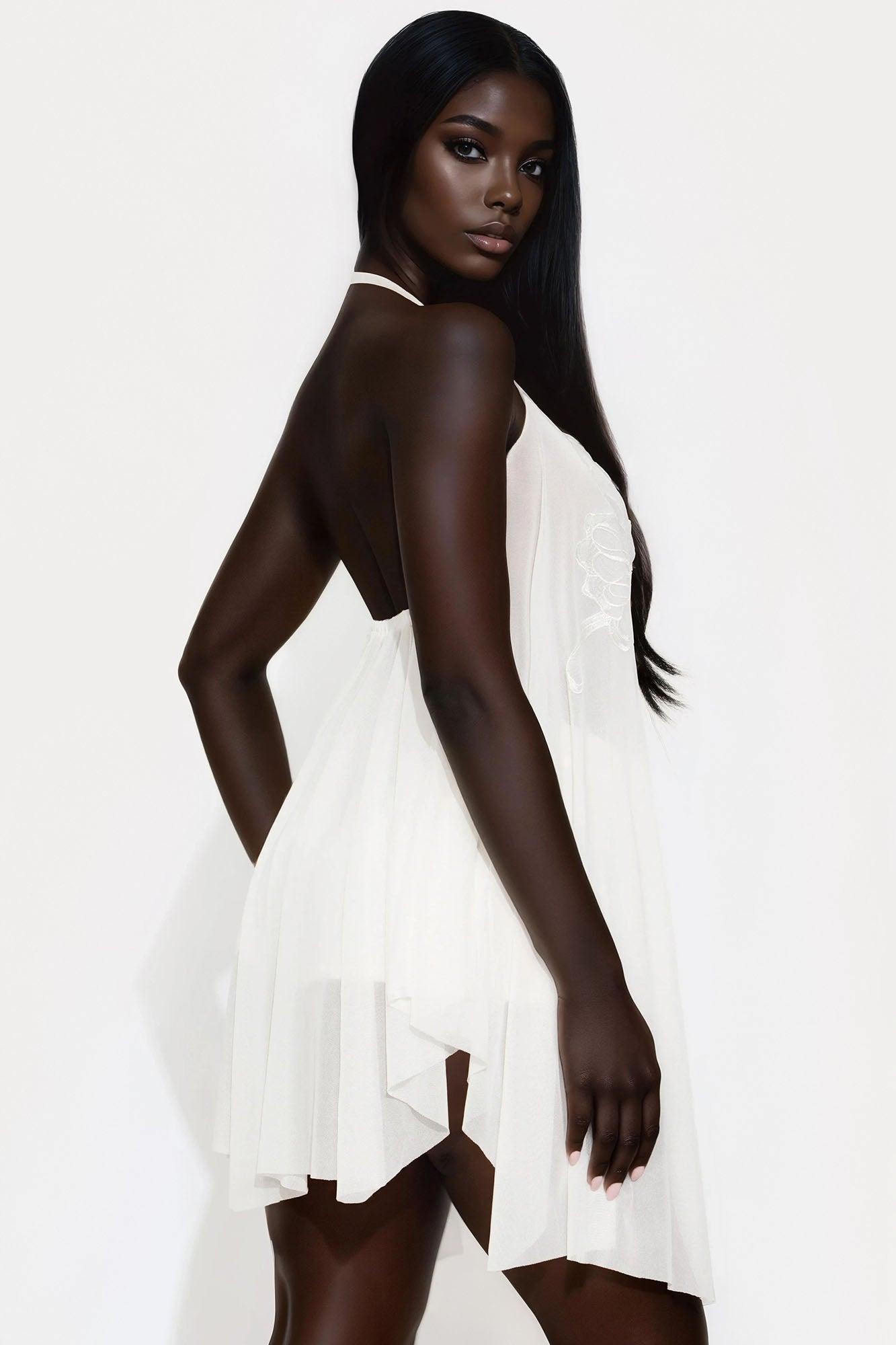 Beatrix Long Flyaway Halter Top - White Female Product Image