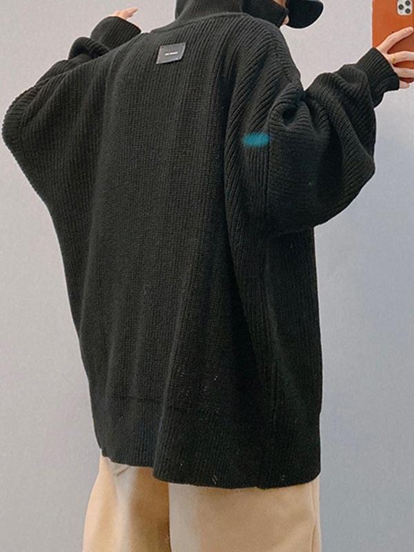 Men's Solid Half Zip Pullover Knit Sweater Product Image