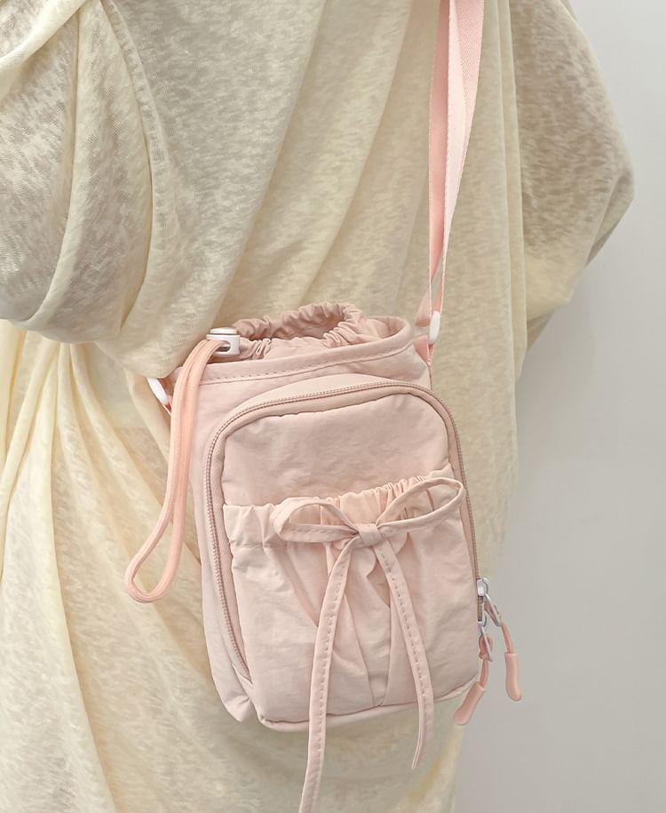 Plain Bow Accent Nylon Crossbody Bag Product Image