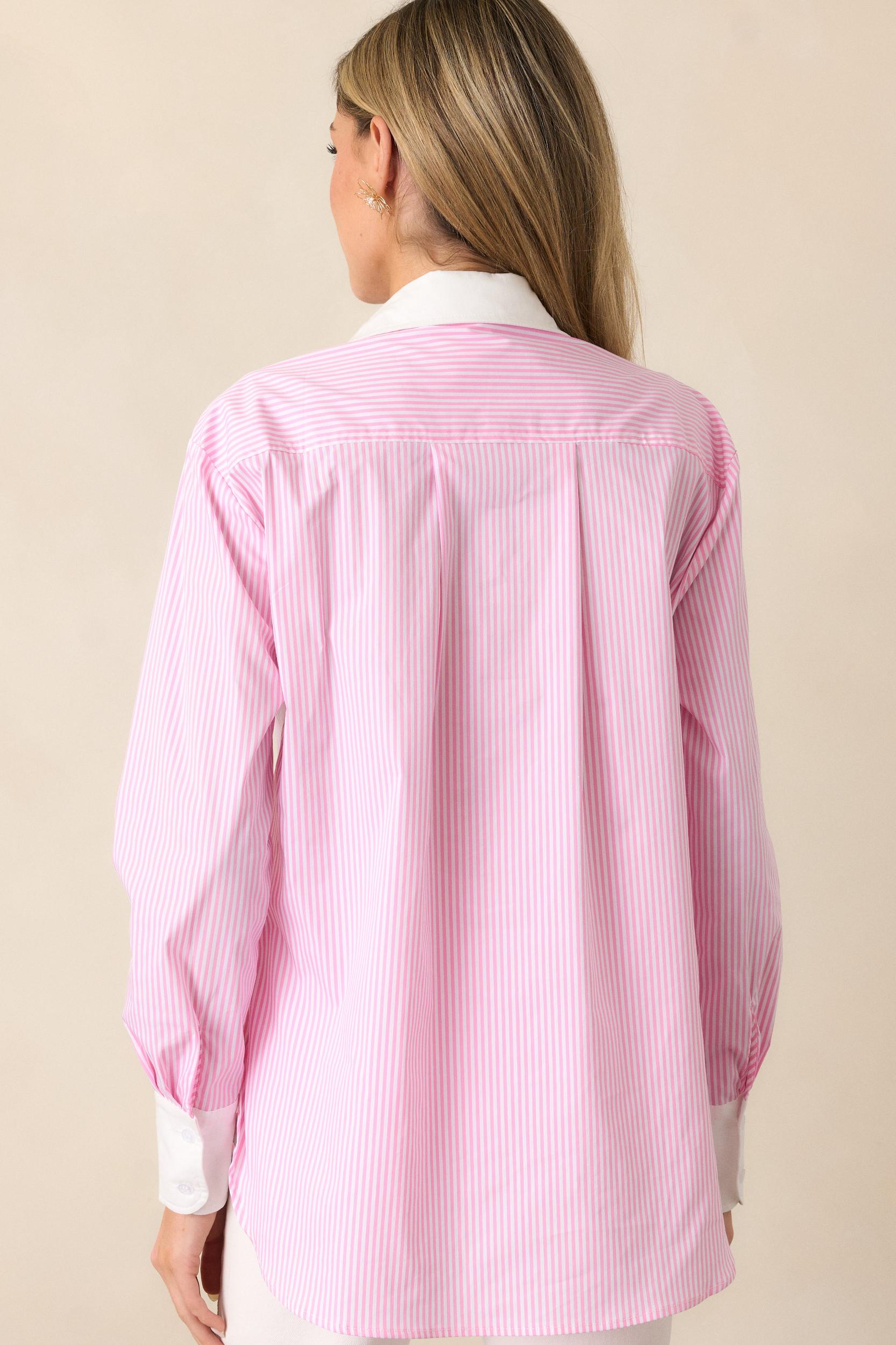 Keep It Casual Pink Stripe Button Front Top Product Image