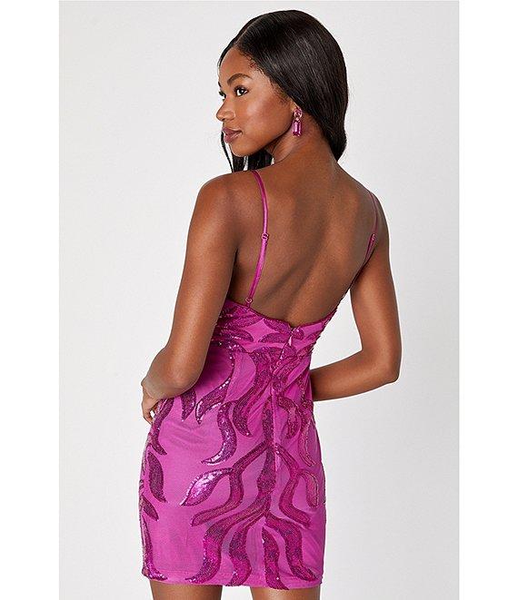 Lulus Textured Sequin Deep V-Neckline Bodycon Mini Dress Product Image