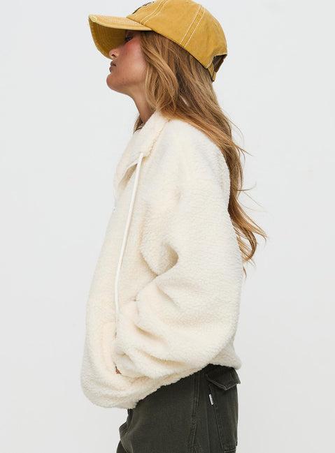 Say My Name Polar Fleece Zip Up Jacket Cream Product Image