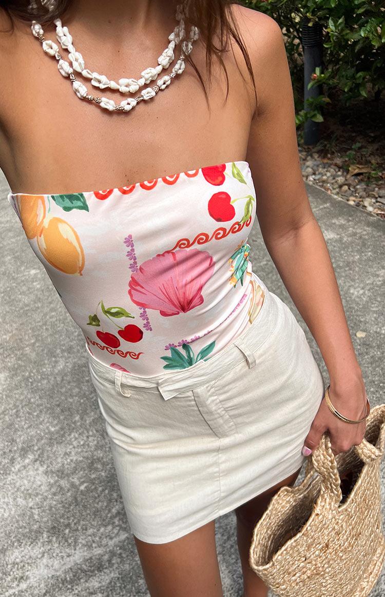 Olivia Oat Linen Blend Mini Skirt Product Image