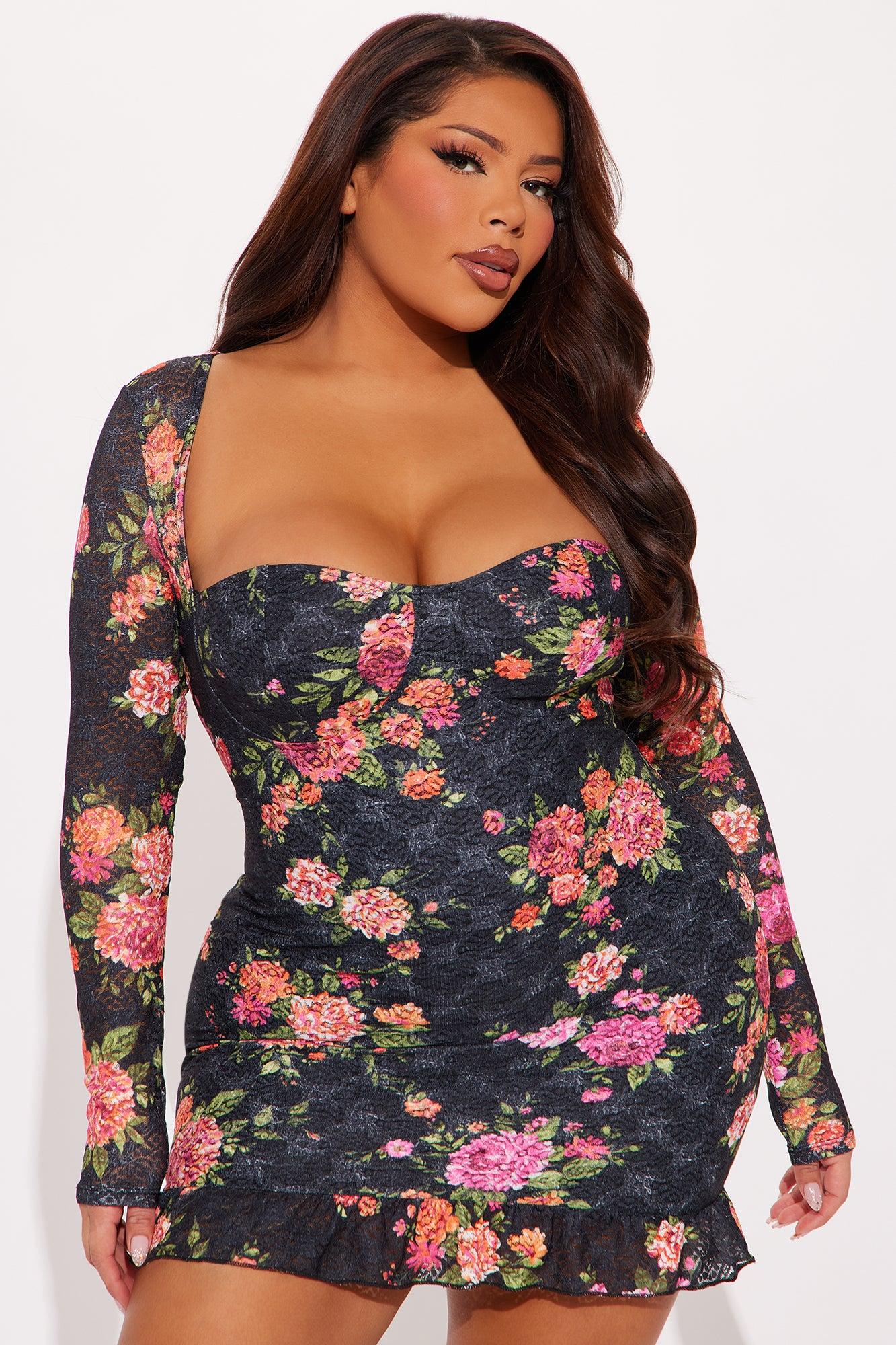 Cleo Print Lace Mini Dress - Black/combo Product Image