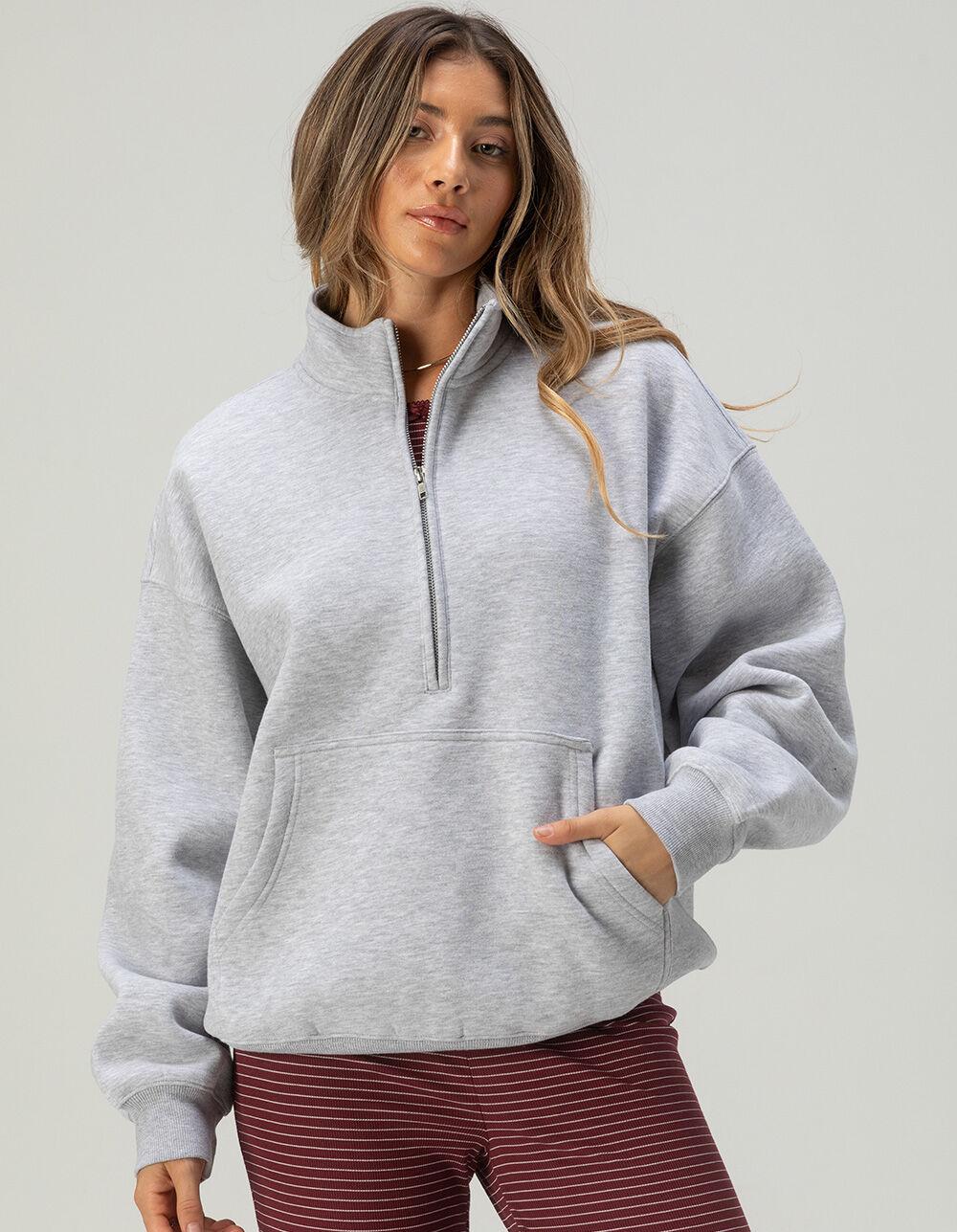 TILLYS Half-Zip Womens Sweatshirt - BLACK Product Image
