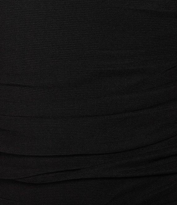 C&V Chelsea & Violet Long Sleeve V-Neck Rosette Mesh Dress Product Image