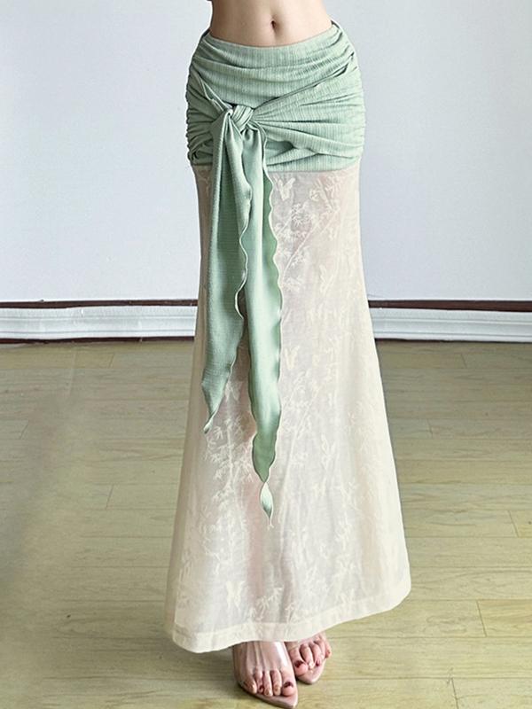 Tender Style Strappy Ruffles Maxi Skirt Product Image