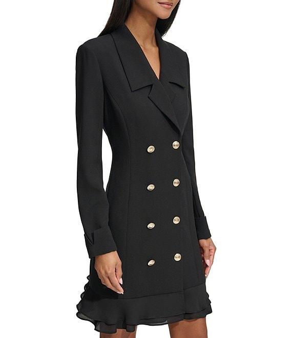 KARL LAGERFELD PARIS Notch Lapel Collar Long Sleeve Chiffon Flounce Hem Mini Blazer Dress Product Image