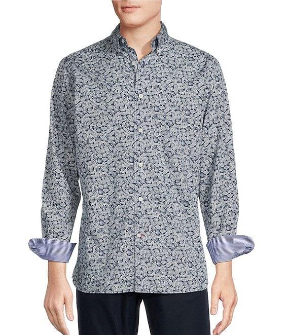 Cremieux Blue Label Leaf Print Poplin Long Sleeve Woven Shirt Product Image
