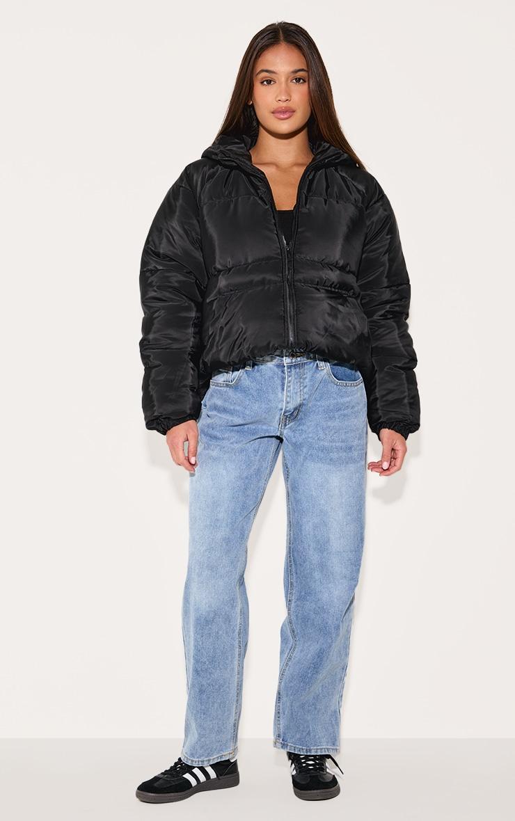 Black Quilted Hooded Puffer Coat Product Image