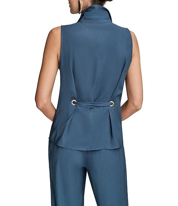 Donna Karan Sleeveless Button Front Tie Waist Top Product Image