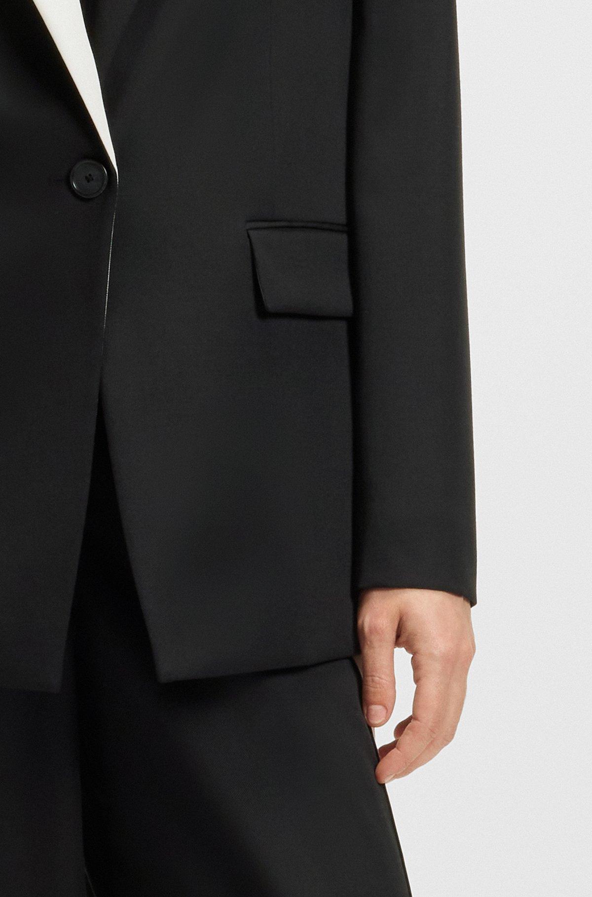 BOSS - Relaxed-fit blazer with color-blocked lapels - Black Product Image