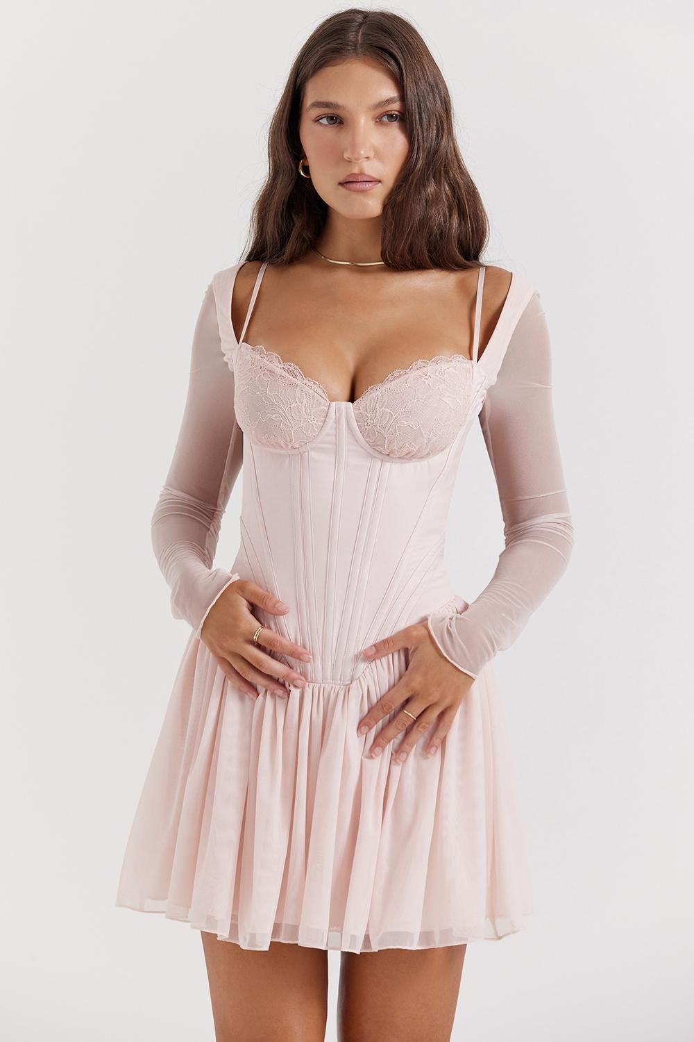 Vivi  soft peach corset mini dress Product Image