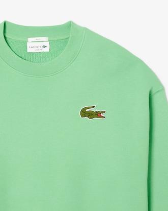 Unisex Loose Fit Badge Accent Fleece Sweatshirt Product Image