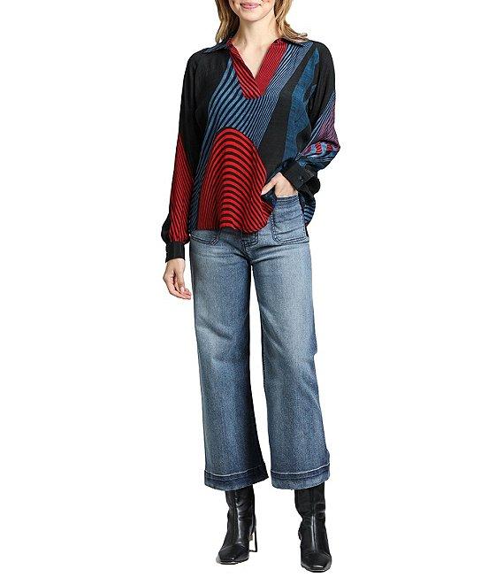 APNY Stretch Denim Cropped Wide Leg Jeans Product Image