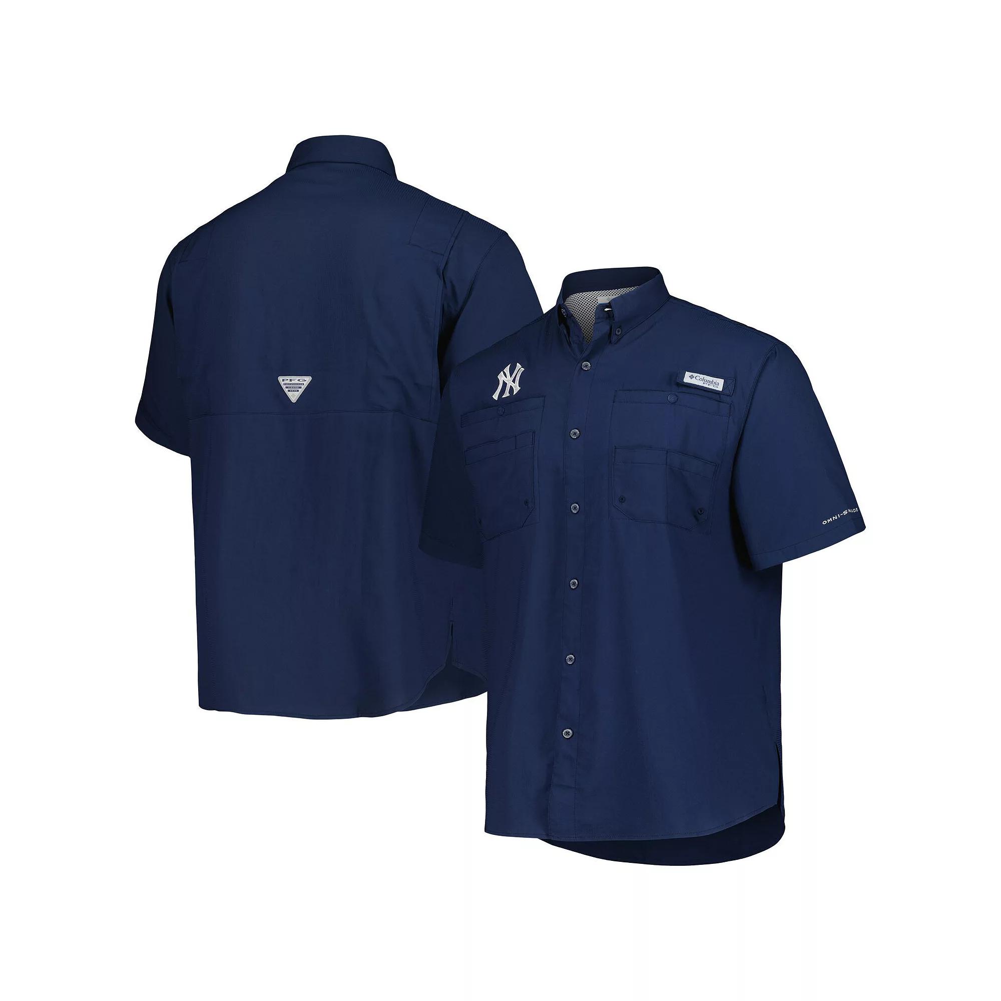 Men's Columbia Navy New York Yankees Tamiami Omni-Shade Button-Down Shirt, Size: Medium, Blue Product Image
