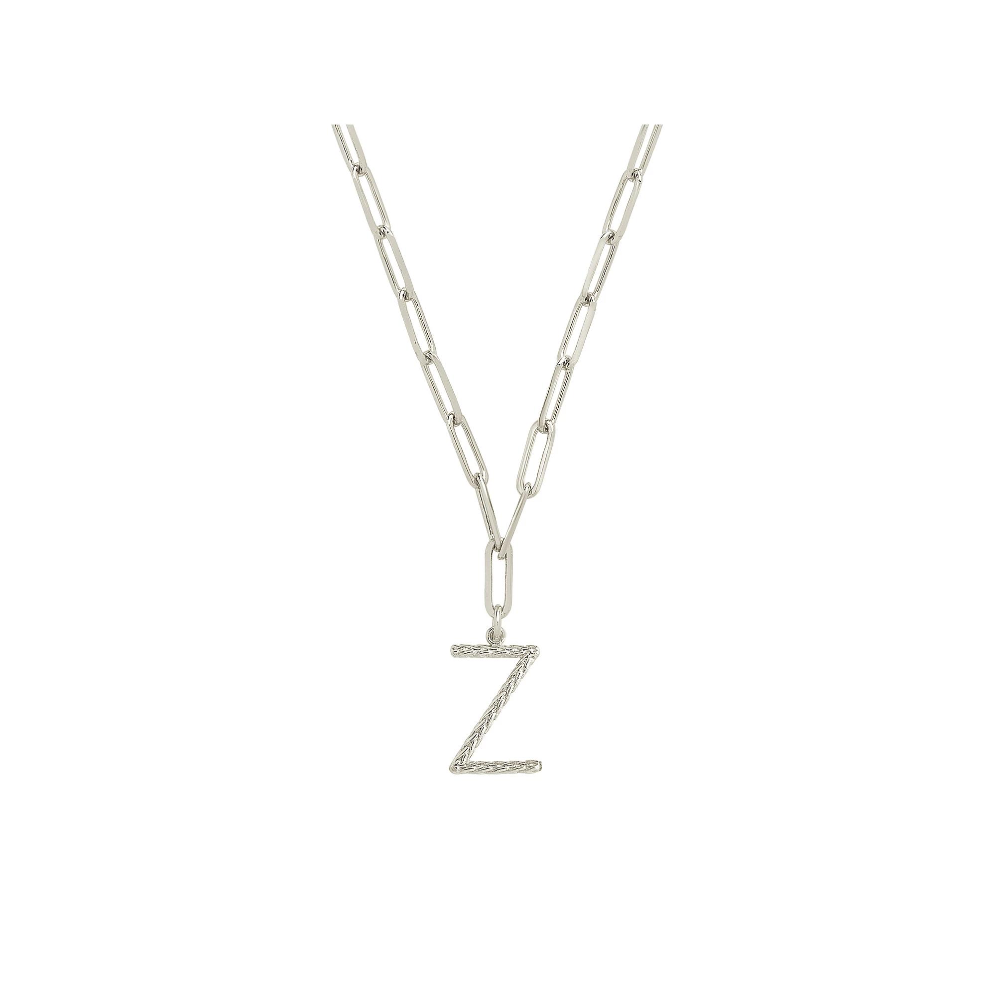 MC Collective Braided Initial Pendant Necklace, Women's, Size: 16", Silver Tone H Product Image