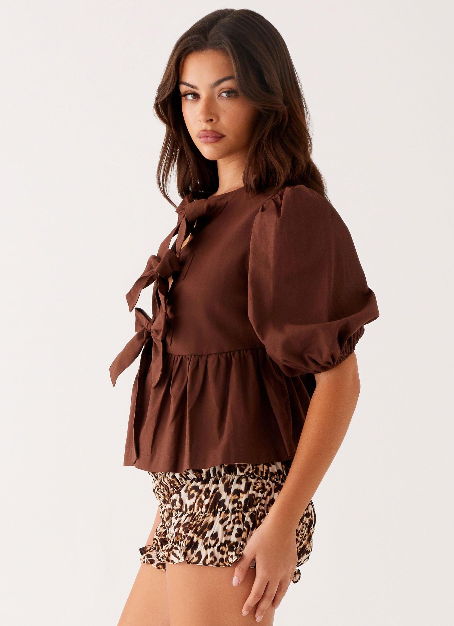 Western Wind Tie Top - Chocolate Product Image