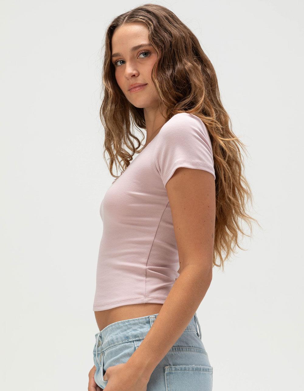 TILLYS Bow Picot Trim Womens Top - ORCHID Product Image